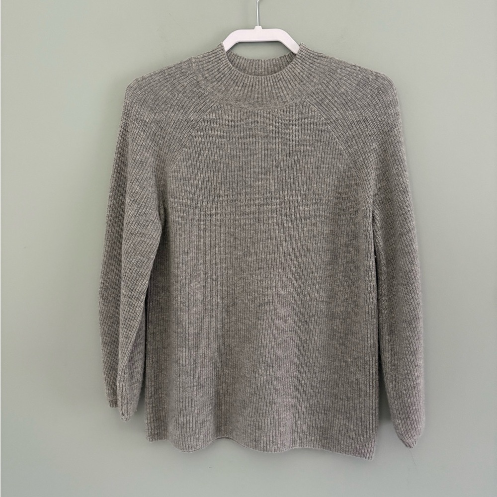 Talbots Pure Cashmere Ribbed Mock neck Sweater XS Gray